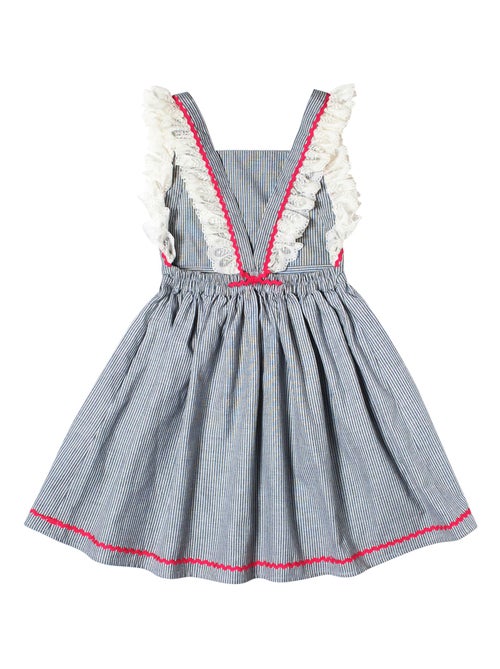 Robe Cérémonie  Bohème Fines Rayures  et Dentelle  LILI - La Faute à Voltaire - Kiabi