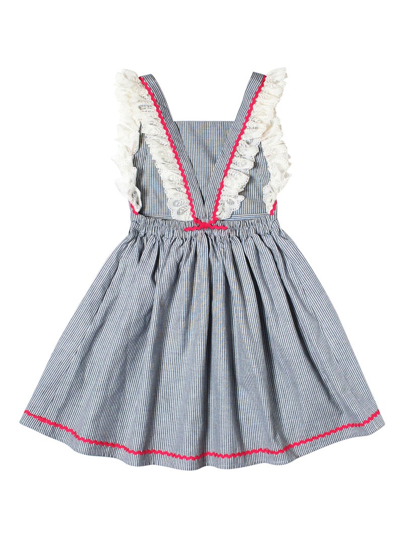 Robe Cérémonie  Bohème Fines Rayures  et Dentelle  LILI - La Faute à Voltaire Beige grès - Kiabi