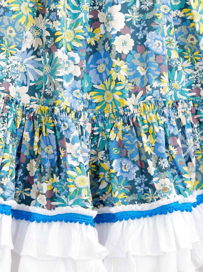 Robe Cérémonie Bohème   Fleurie Liberty   ESMERALDA - La Faute à Voltaire Bleu - Kiabi