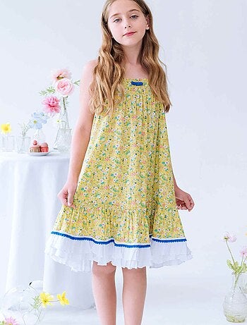 Robe Cérémonie Bohème Fleurie Liberty ESMERALDA - La Faute à Voltaire