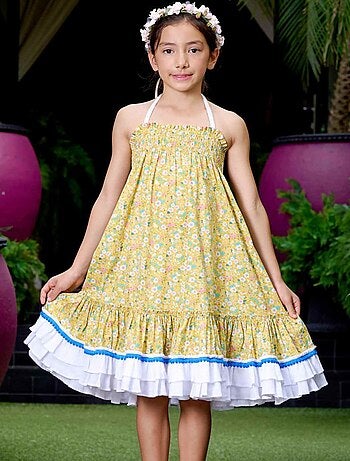 Robe Cérémonie Bohème Fleurie Liberty ESMERALDA - La Faute à Voltaire