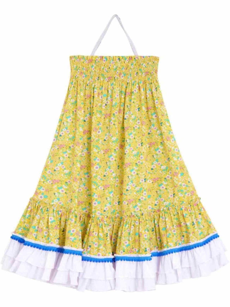 Robe Cérémonie Bohème   Fleurie Liberty   ESMERALDA - La Faute à Voltaire Jaune - Kiabi