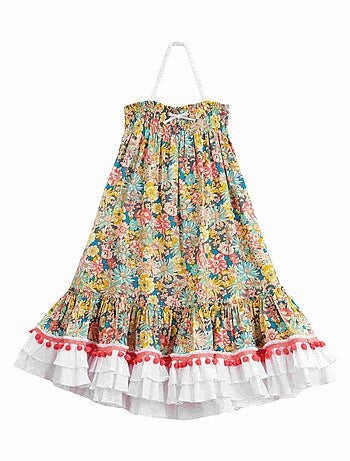 Robe Cérémonie Bohème Fleurie Liberty ESMERALDA - La Faute à Voltaire