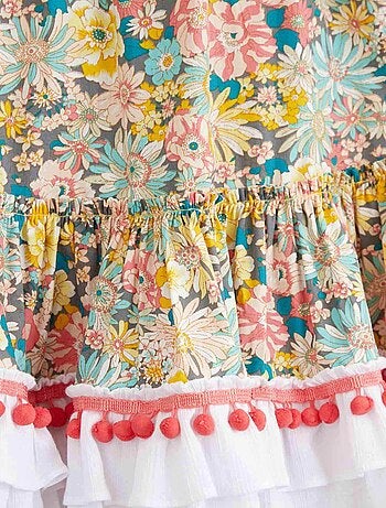 Robe Cérémonie Bohème Fleurie Liberty ESMERALDA - La Faute à Voltaire