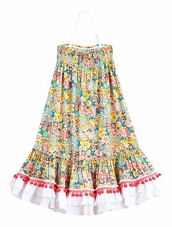 Robe Cérémonie Bohème Fleurie Liberty ESMERALDA - La Faute à Voltaire