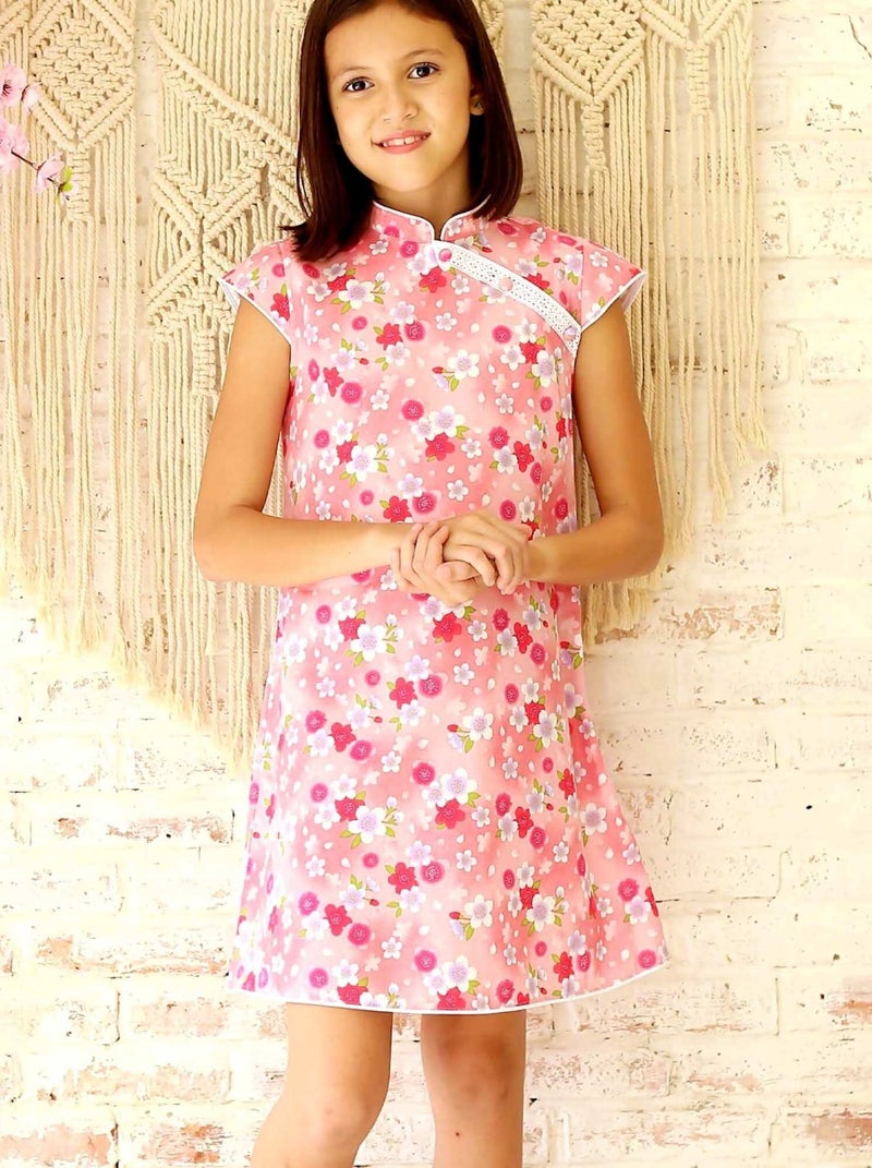 Robe cérémonie chinoise   fleurie   ANNAM - 'LA FAUTE A VOLTAIRE' Rose - Kiabi