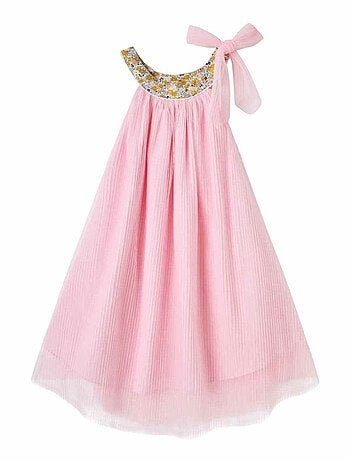 Robe Cérémonie Voile Col Fleuri Liberty ALIZEE - La Faute à Voltaire