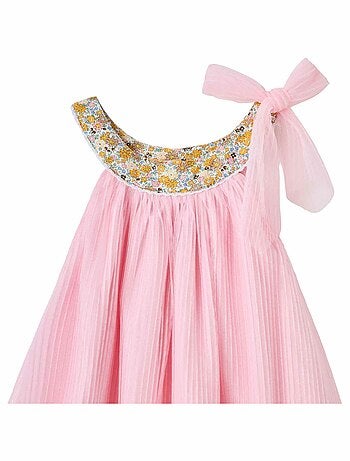 Robe Cérémonie Voile Col Fleuri Liberty ALIZEE - La Faute à Voltaire