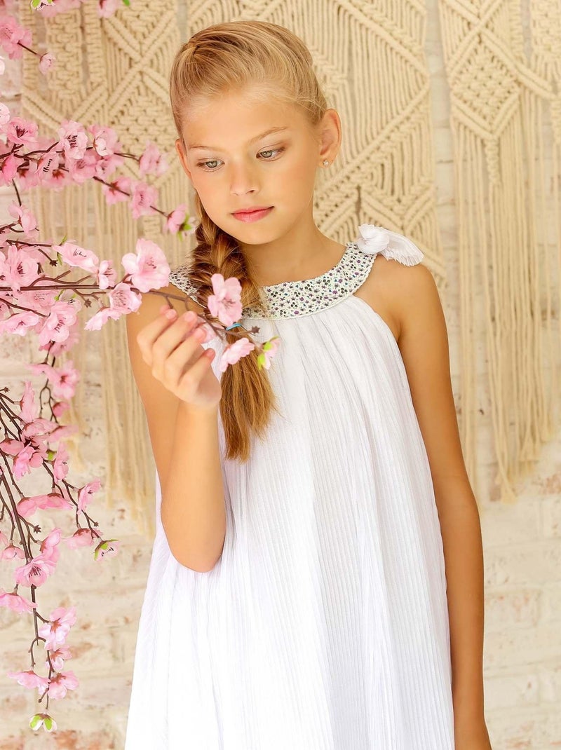 Robe Cérémonie    Col Liberty   ALIZEE - La Faute à Voltaire Blanc Violet - Kiabi