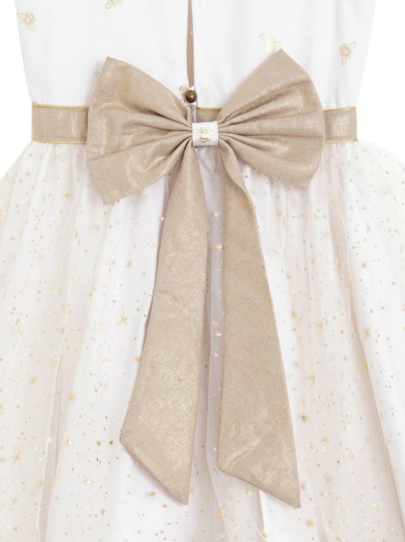 Robe Cérémonie   Coton  et  Tulle à Paillettes  HEPBURN - La Faute à Voltaire Blanc cassé - Kiabi