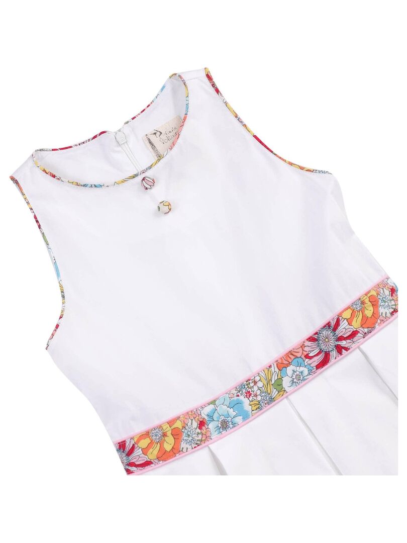 Robe Cérémonie Fille Coton Blanc Fleurie Liberty Rose HEPBURN - 'LA FAUTE A  VOLTAIRE