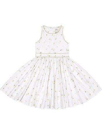 Robe Cérémonie Fille Lin Blanc Or HEPBURN - La Faute à Voltaire