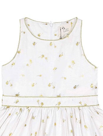 Robe Cérémonie Fille Lin Blanc Or HEPBURN - La Faute à Voltaire