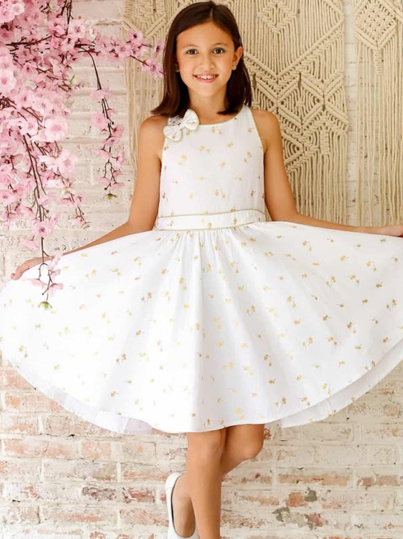 Robe Cérémonie Fille  Lin Blanc Or  HEPBURN - La Faute à Voltaire Blanc Doré - Kiabi