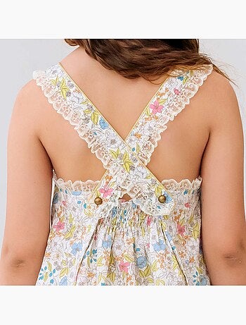 Robe Cérémonie Fleurie à Bretelles Croisées ANAÏS - La Faute à Voltaire