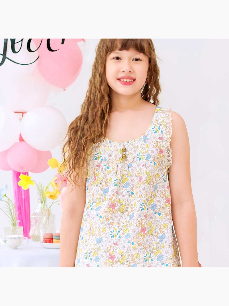 Robe Cérémonie  Fleurie  à Bretelles Croisées  ANAÏS - La Faute à Voltaire Blanc/Jaune/Rose - Kiabi