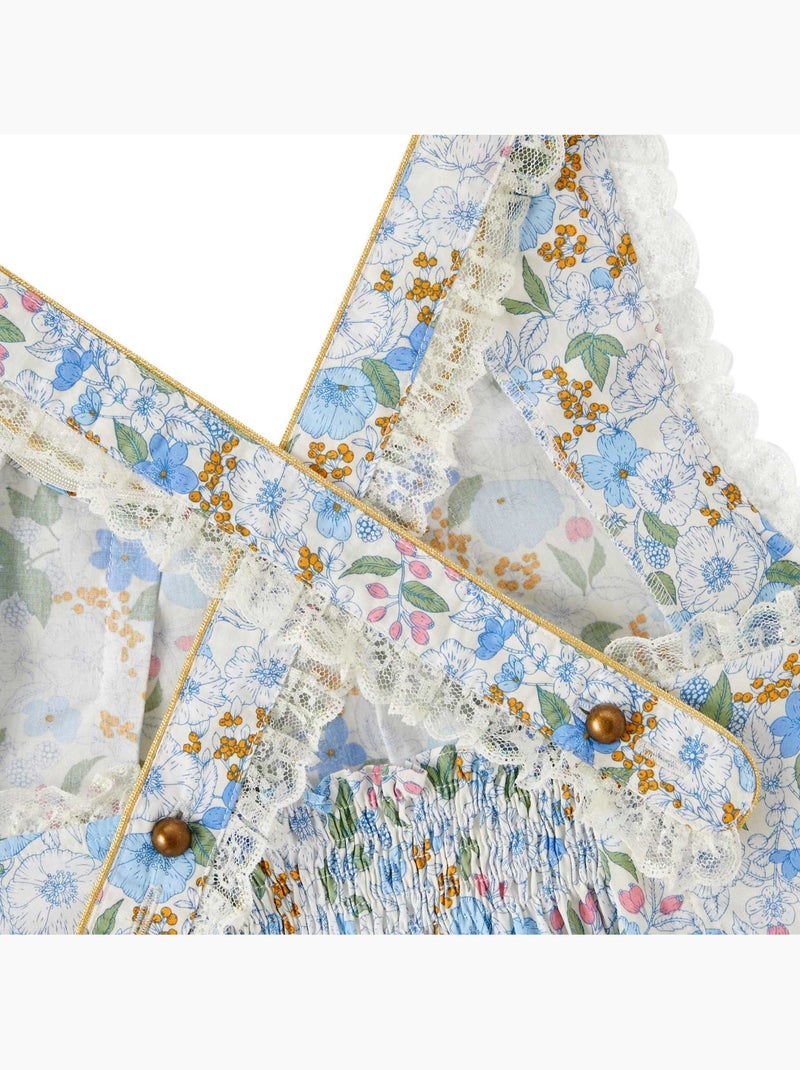 Robe Cérémonie  Fleurie   à Bretelles Croisées  ANAÏS - La Faute à Voltaire Bleu ciel - Kiabi