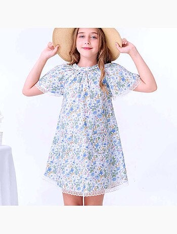 Robe Cérémonie Fleurie à Manches Papillon BUTTERFLY - La Faute à Voltaire