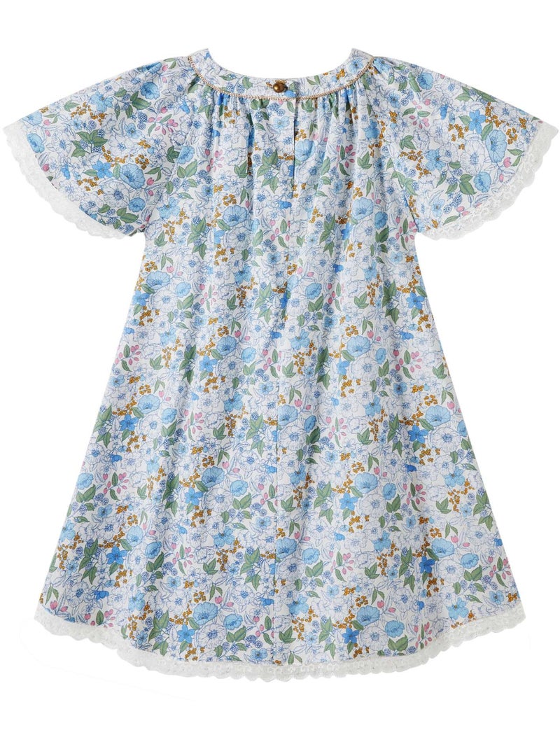 Robe Cérémonie  Fleurie   à Manches Papillon  BUTTERFLY - La Faute à Voltaire Bleu Doré Blanc - Kiabi