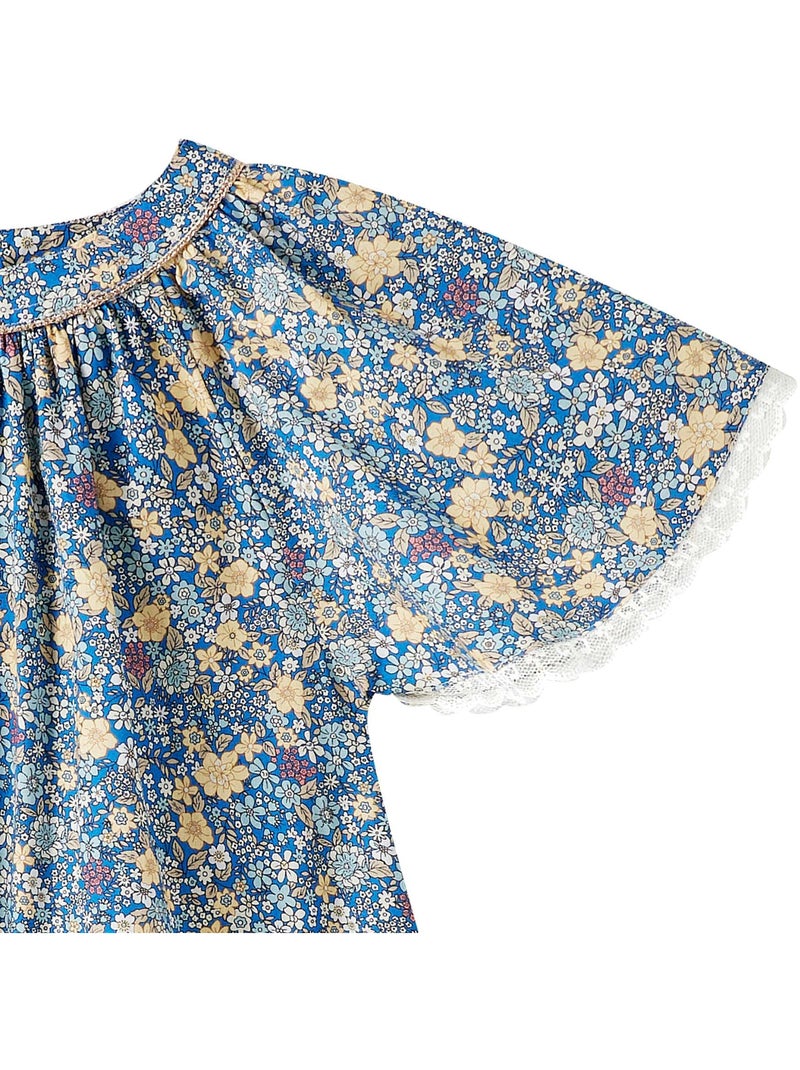 Robe Cérémonie  Fleurie   à Manches Papillon  BUTTERFLY - La Faute à Voltaire Bleu Doré Bleu - Kiabi