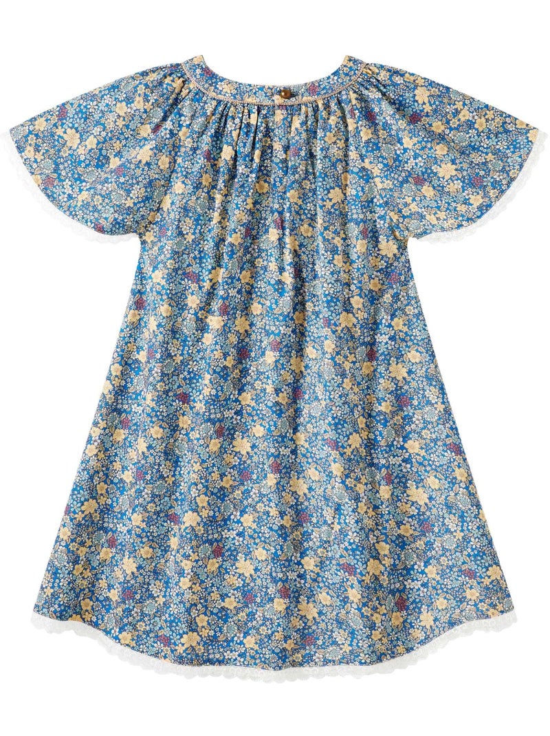 Robe Cérémonie  Fleurie   à Manches Papillon  BUTTERFLY - La Faute à Voltaire Bleu Doré Bleu - Kiabi