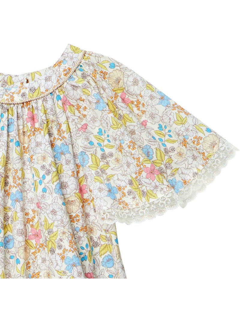 Robe Cérémonie  Fleurie   à Manches Papillon  BUTTERFLY - La Faute à Voltaire Rose pastel/Rose clair/Blanc/Jaune pastel - Kiabi