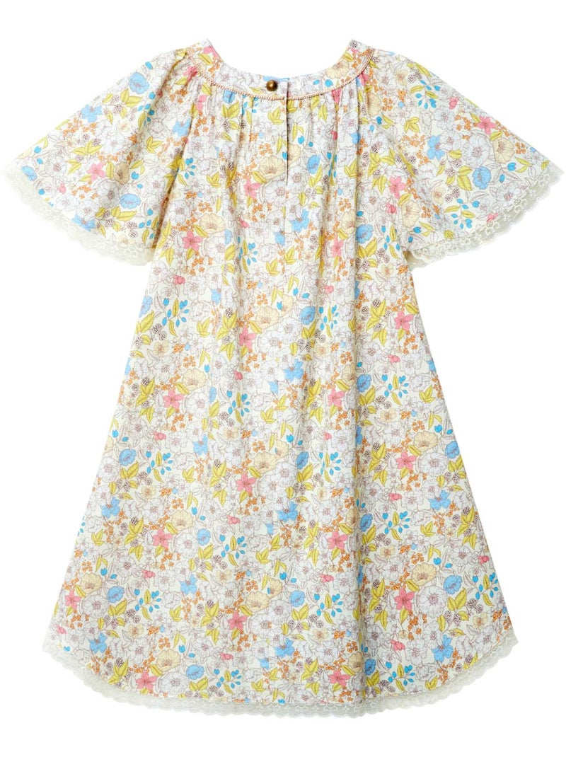 Robe Cérémonie  Fleurie   à Manches Papillon  BUTTERFLY - La Faute à Voltaire Rose pastel/Rose clair/Blanc/Jaune pastel - Kiabi