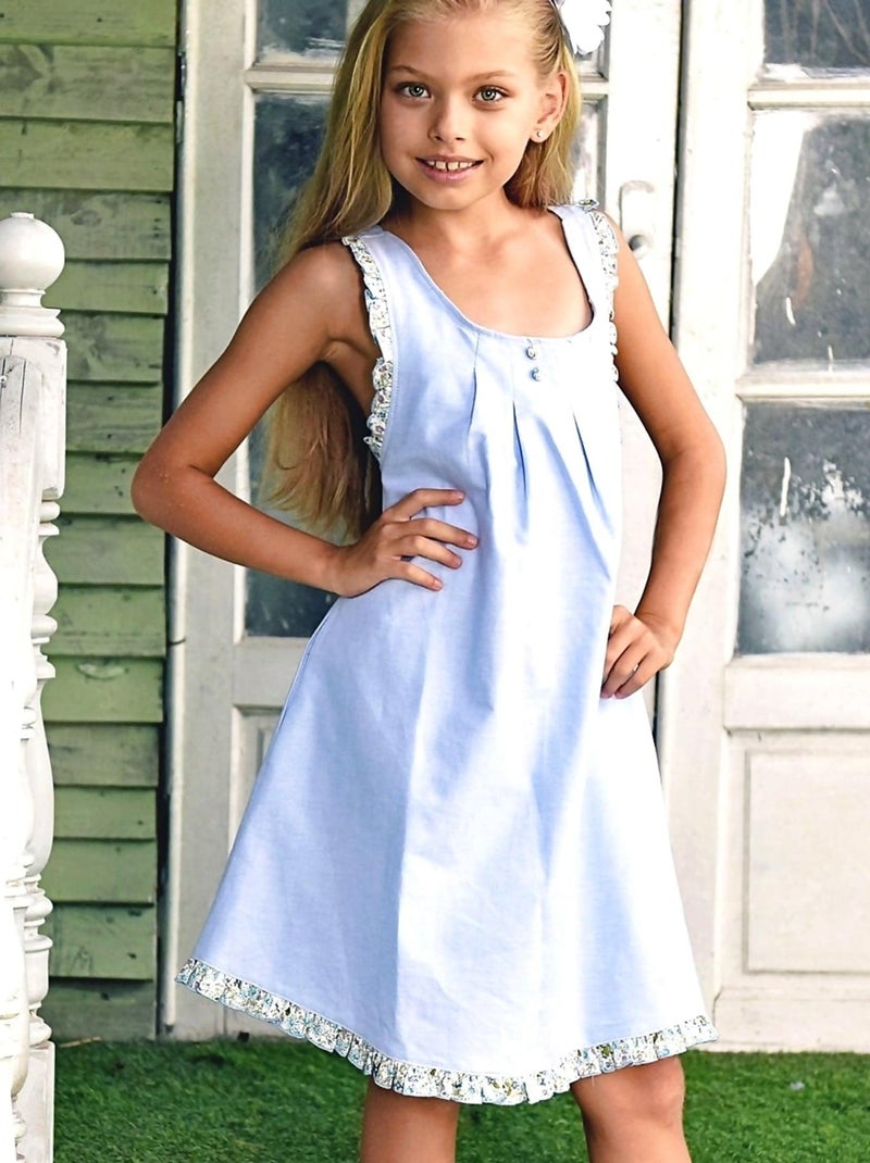 Robe Cérémonie Fleurie ANAIS La Faute à Voltaire Bleu clair