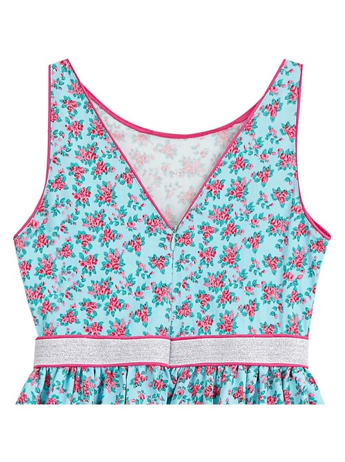 Robe Cérémonie Fleurie Bleu Turquoise Fuchsia  HEPBURN  - 'LA FAUTE A VOLTAIRE' - Kiabi