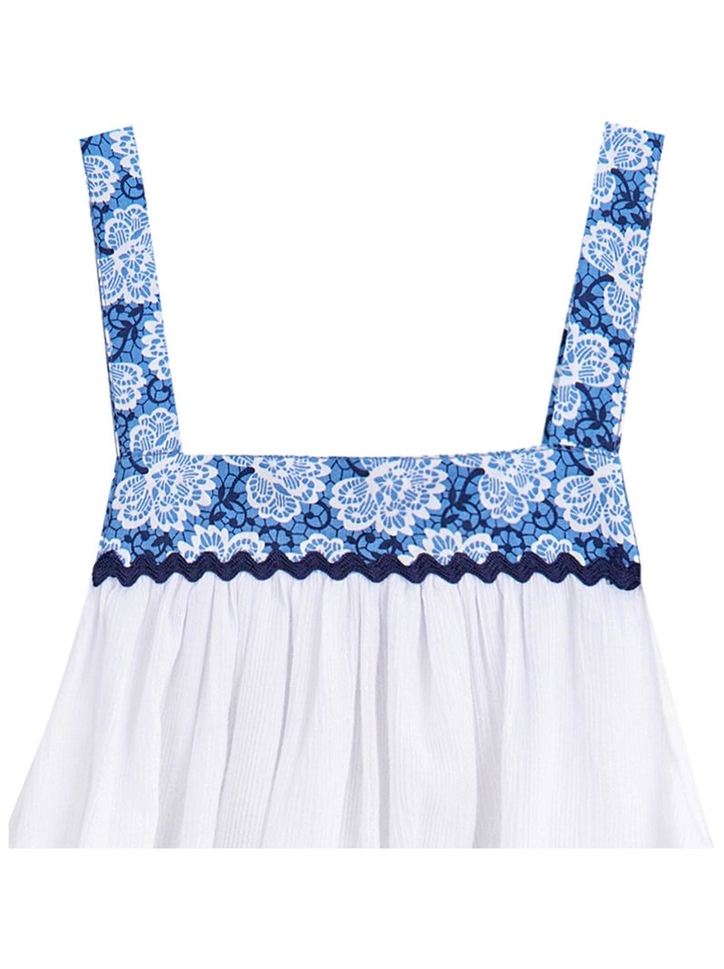 Robe Cérémonie    Fleurie   EMMA - La Faute à Voltaire Blanc Bleu - Kiabi