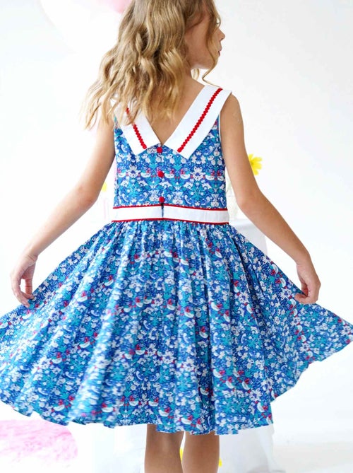 Robe Cérémonie   Fleurie  et   Col Bateau  HEPBURN - La Faute à Voltaire - Kiabi