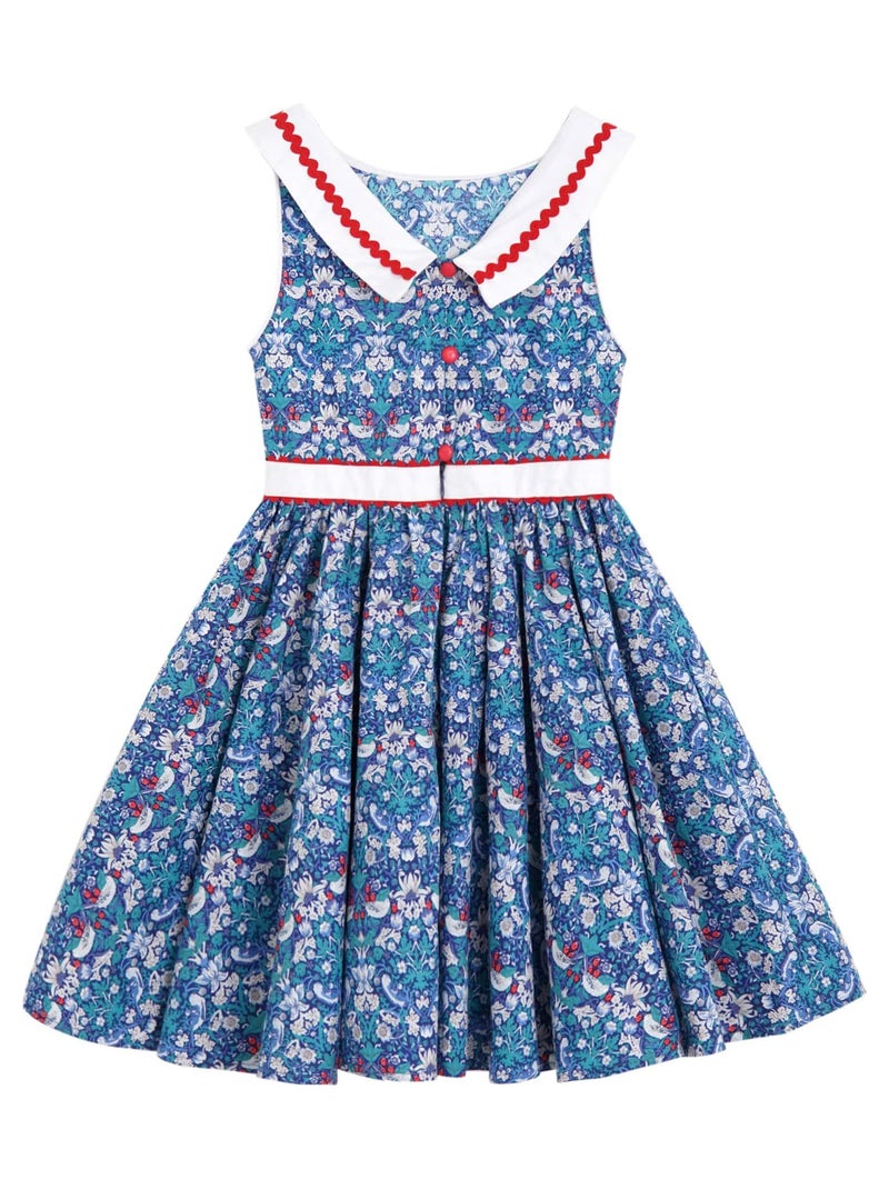 Robe Cérémonie  Fleurie  et   HEPBURN - La Faute à Voltaire Bleu - Kiabi