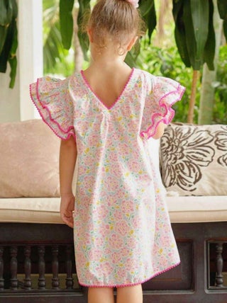 Robe Cérémonie Fleurie  Été   Manches Papillons  BUTTERFLY - La Faute à Voltaire