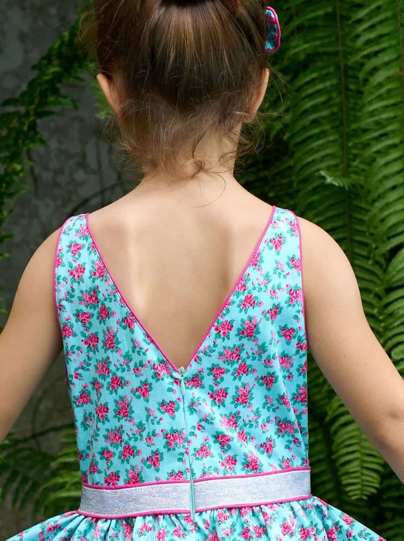 Robe Cérémonie Fleurie      HEPBURN - La Faute à Voltaire Bleu turquoise - Kiabi
