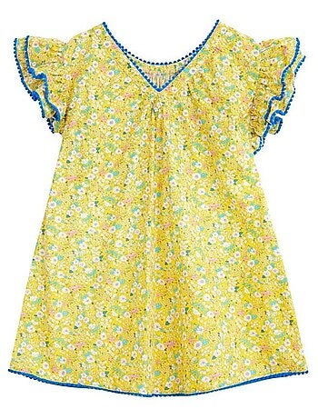 Robe Cérémonie Fleurie Liberty à Manches Papillons BUTTERFLY - La Faute à Voltaire