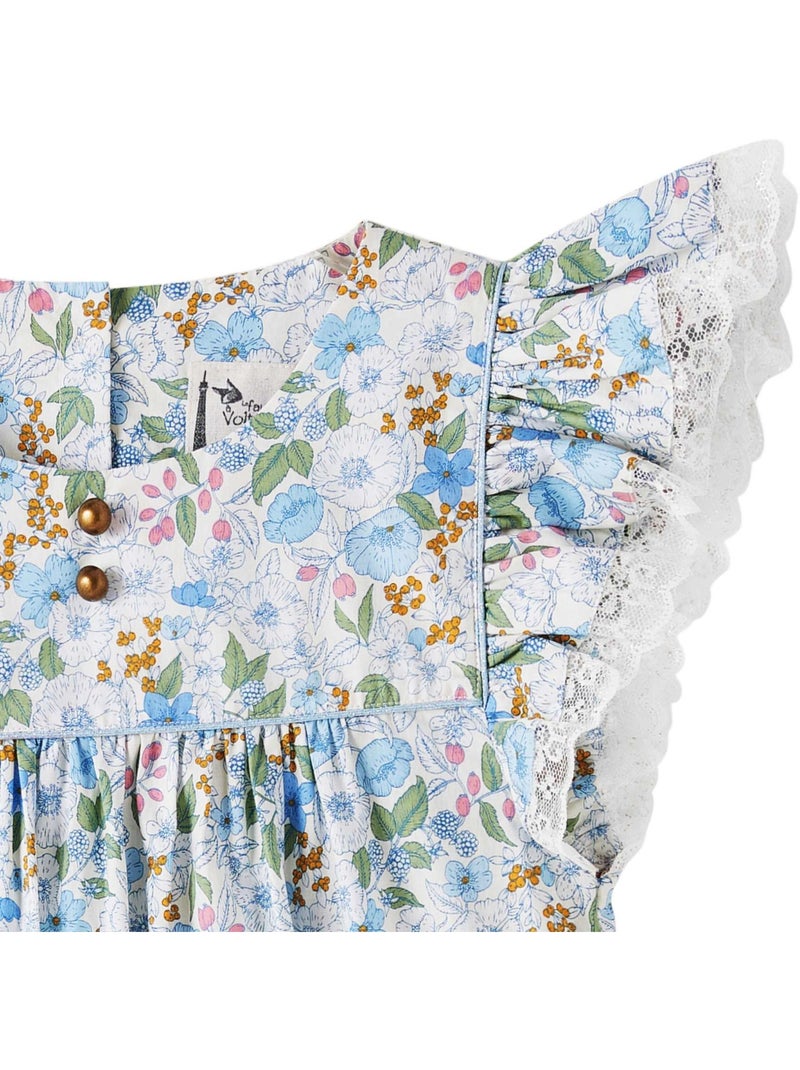 Robe Cérémonie  Fleurie Liberty    APPOLINE - La Faute à Voltaire Bleu - Kiabi