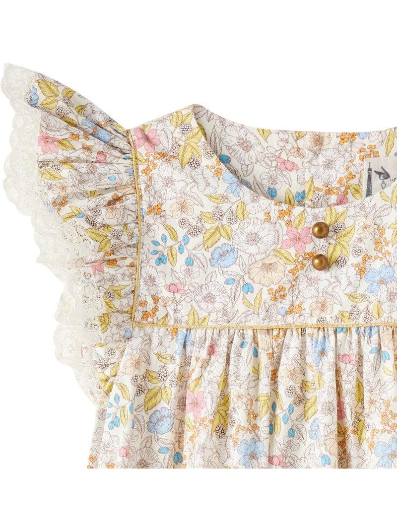 Robe Cérémonie  Fleurie Liberty   APPOLINE - La Faute à Voltaire Jaune clair - Kiabi
