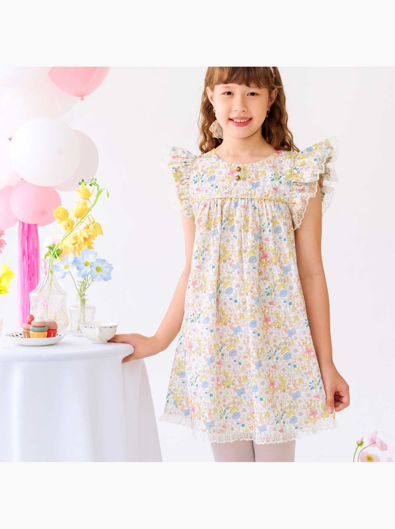 Robe Cérémonie  Fleurie Liberty   APPOLINE - La Faute à Voltaire Jaune clair - Kiabi