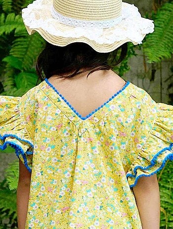 Robe Cérémonie Fleurie Manches Papillons BUTTERFLY - La Faute à Voltaire