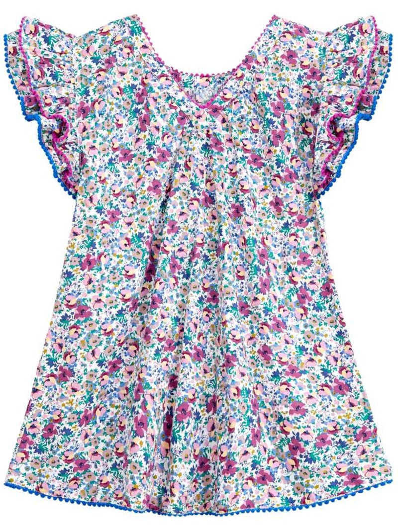 Robe Cérémonie Fleurie    Manches Papillons  BUTTERFLY - La Faute à Voltaire Violet - Kiabi