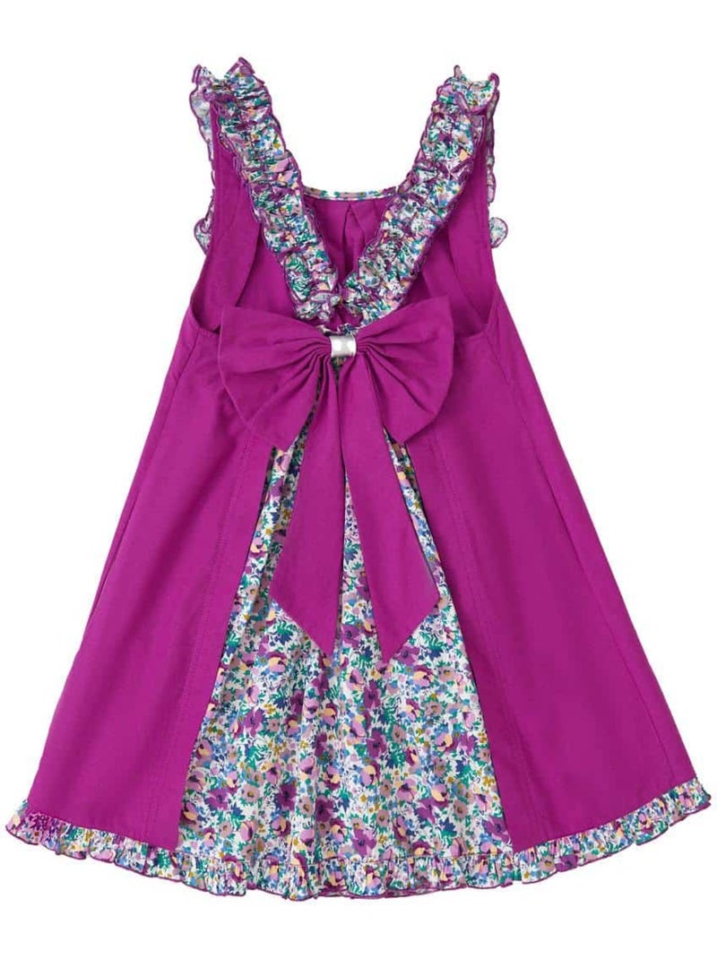 Robe cérémonie Fleurie Violette Fille  Noeud Amovible  ANAIS - La Faute à Voltaire Violet - Kiabi