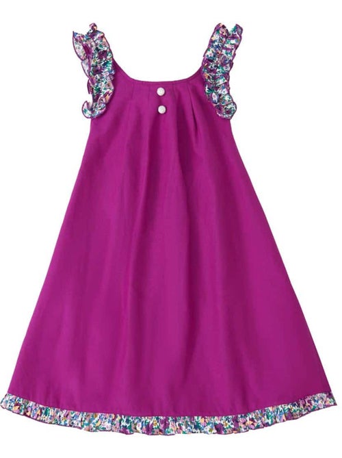 Robe cérémonie Fleurie Violette Fille  Noeud Amovible  ANAIS - La Faute à Voltaire - Kiabi