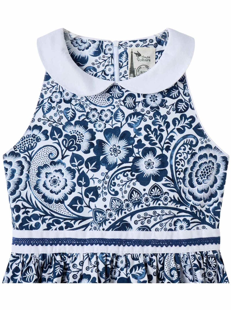 Robe Cérémonie   Qui Tourne  Fleurie   HEPBURN - La Faute à Voltaire Blanc Bleu marine - Kiabi