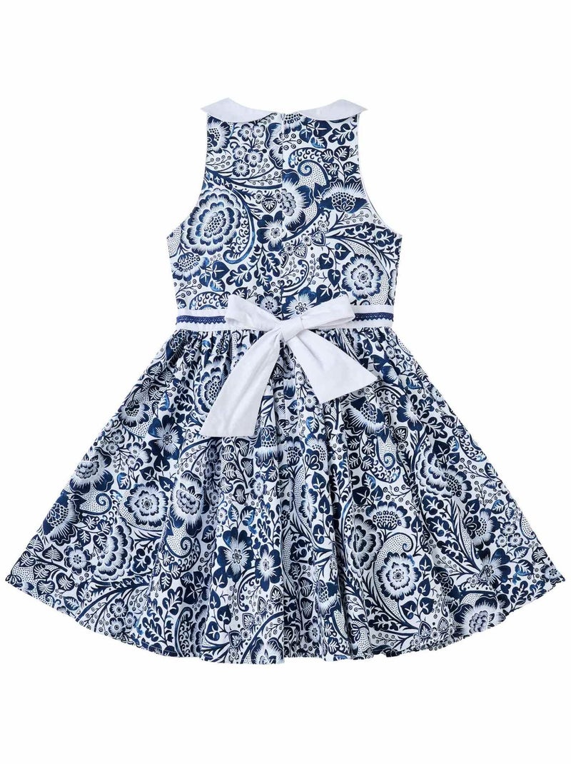 Robe Cérémonie   Qui Tourne  Fleurie   HEPBURN - La Faute à Voltaire Blanc Bleu marine - Kiabi