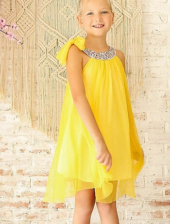 Robe Cérémonie Voile Col Fleuri Liberty ALIZEE - La Faute à Voltaire
