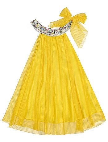 Robe Cérémonie Voile Col Fleuri Liberty ALIZEE - La Faute à Voltaire
