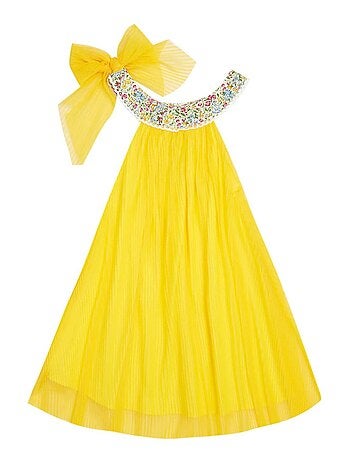 Robe Cérémonie Voile Col Fleuri Liberty ALIZEE - La Faute à Voltaire