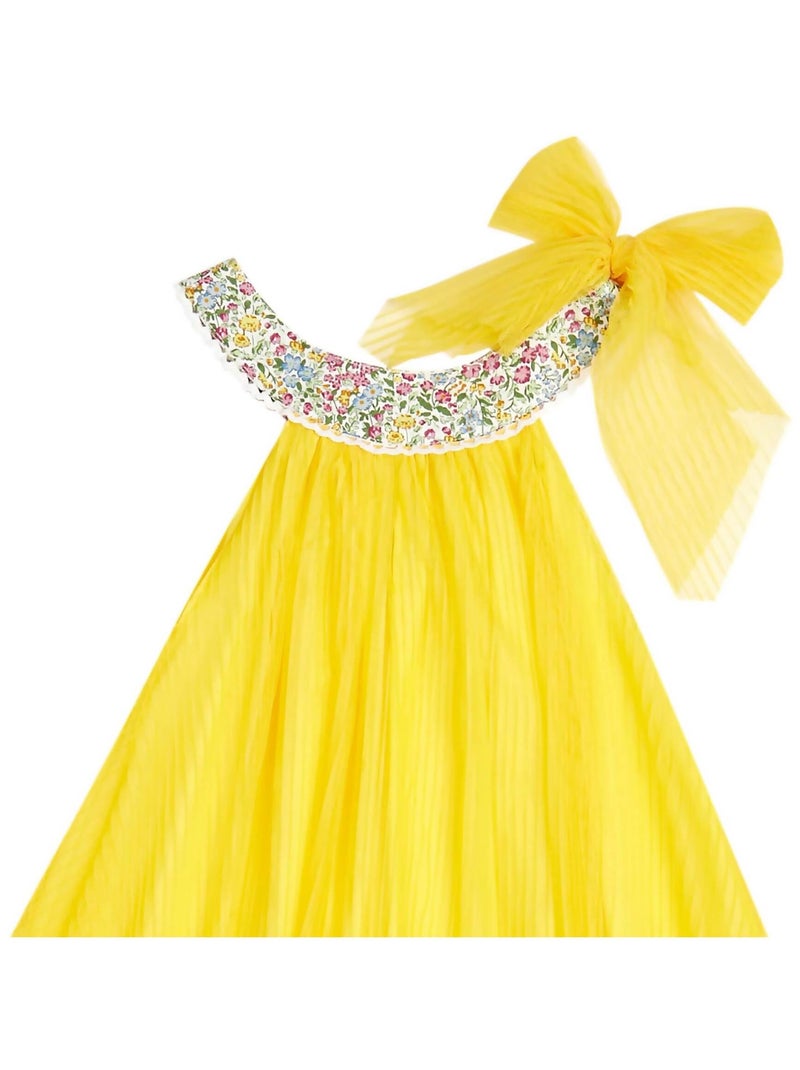 Robe Cérémonie   Voile  Col Fleuri Liberty   ALIZEE - La Faute à Voltaire Jaune clair - Kiabi