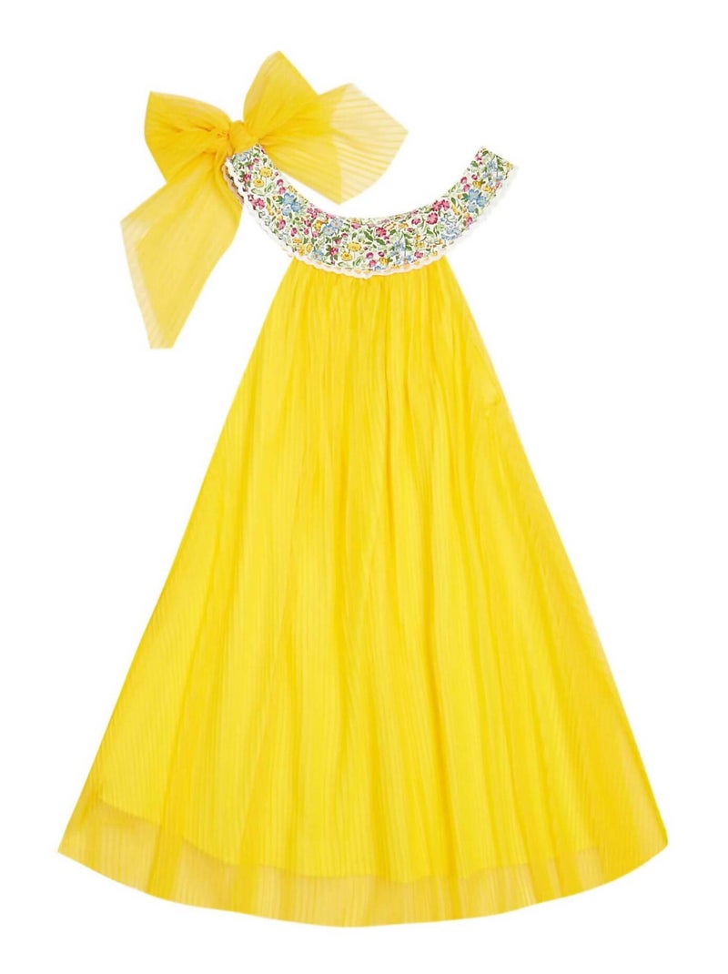 Robe Cérémonie   Voile  Col Fleuri Liberty   ALIZEE - La Faute à Voltaire Jaune clair - Kiabi