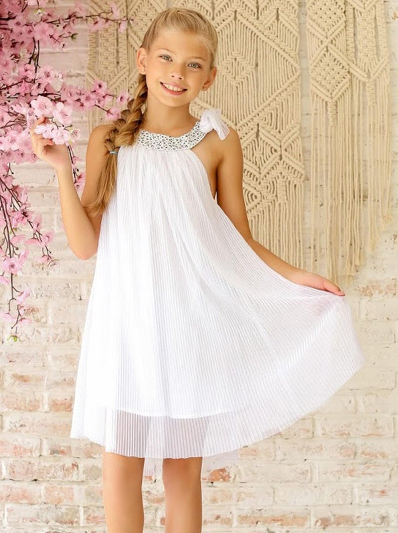 Robe Cérémonie   Voile  Col Liberty   ALIZEE - La Faute à Voltaire Blanc Violet - Kiabi